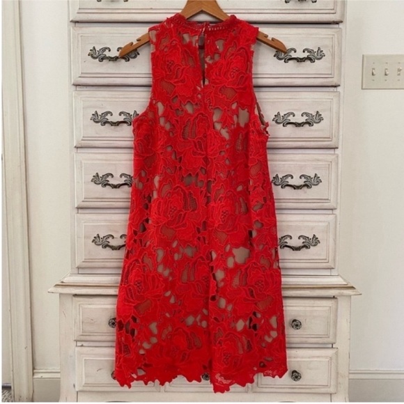 Vici Red Lace Overlay Dress - Picture 2 of 3